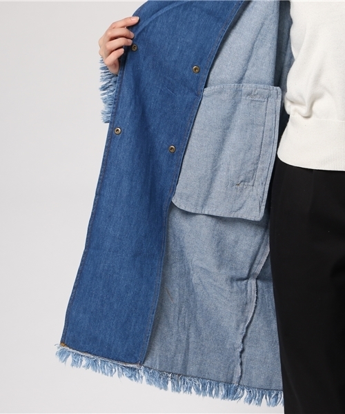 PUNYUS（プニュズ）の「デニムコート（デニムジャケット・レディース・ダークインディゴブルー/インディゴブルー・2/3/4/1）」の4枚目の写真