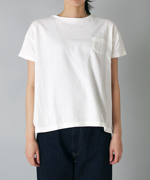 OMNIGOD（オムニゴッド）の「[OMNIGOD / オムニゴッド]　ラフィー天竺半袖マニッシュポケットＴシャツ（Tシャツ/カットソー・レディース・ネイビー/イエロー/ホワイト/ライトグリーン/サーモンピンク/ライトベージュ/サックスブルー・2）」の19枚目の写真