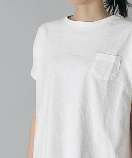 OMNIGOD（オムニゴッド）の「[OMNIGOD / オムニゴッド]　ラフィー天竺半袖マニッシュポケットＴシャツ（Tシャツ/カットソー・レディース・ネイビー/イエロー/ホワイト/ライトグリーン/サーモンピンク/ライトベージュ/サックスブルー・2）」の20枚目の写真