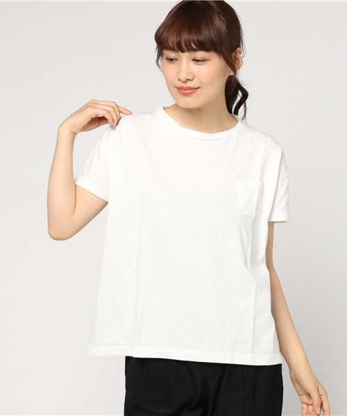 OMNIGOD（オムニゴッド）の「[OMNIGOD / オムニゴッド]　ラフィー天竺半袖マニッシュポケットＴシャツ（Tシャツ/カットソー・レディース・ネイビー/イエロー/ホワイト/ライトグリーン/サーモンピンク/ライトベージュ/サックスブルー・2）」の15枚目の写真