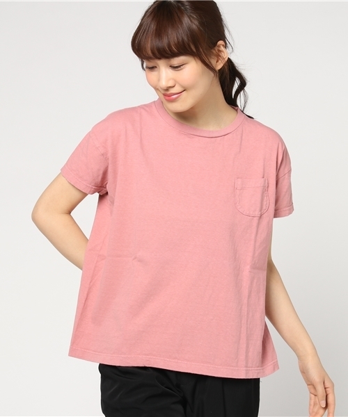 OMNIGOD（オムニゴッド）の「[OMNIGOD / オムニゴッド]　ラフィー天竺半袖マニッシュポケットＴシャツ（Tシャツ/カットソー・レディース・ネイビー/イエロー/ホワイト/ライトグリーン/サーモンピンク/ライトベージュ/サックスブルー・2）」の7枚目の写真