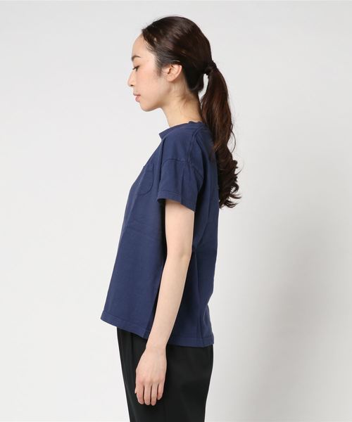 OMNIGOD（オムニゴッド）の「[OMNIGOD / オムニゴッド]　ラフィー天竺半袖マニッシュポケットＴシャツ（Tシャツ/カットソー・レディース・ネイビー/イエロー/ホワイト/ライトグリーン/サーモンピンク/ライトベージュ/サックスブルー・2）」の8枚目の写真