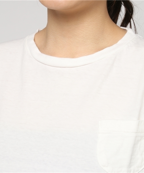 OMNIGOD（オムニゴッド）の「[OMNIGOD / オムニゴッド]　ラフィー天竺半袖マニッシュポケットＴシャツ（Tシャツ/カットソー・レディース・ネイビー/イエロー/ホワイト/ライトグリーン/サーモンピンク/ライトベージュ/サックスブルー・2）」の11枚目の写真