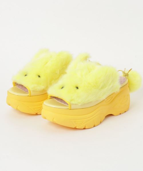 YOSUKE（ヨースケ）の「「YOSUKE/ヨースケ」厚底ふわふわウサギサンダル（サンダル・レディース・ブラック/アイボリー/ピンク/グレー/イエロー/グリーン・24.5/24/22.5/23/23.5）」の5枚目の写真