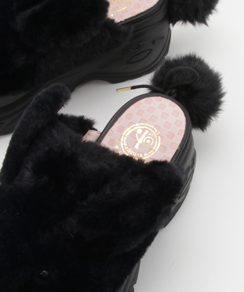 YOSUKE（ヨースケ）の「「YOSUKE/ヨースケ」厚底ふわふわウサギサンダル（サンダル・レディース・ブラック/アイボリー/ピンク/グレー/イエロー/グリーン・24.5/24/22.5/23/23.5）」の12枚目の写真