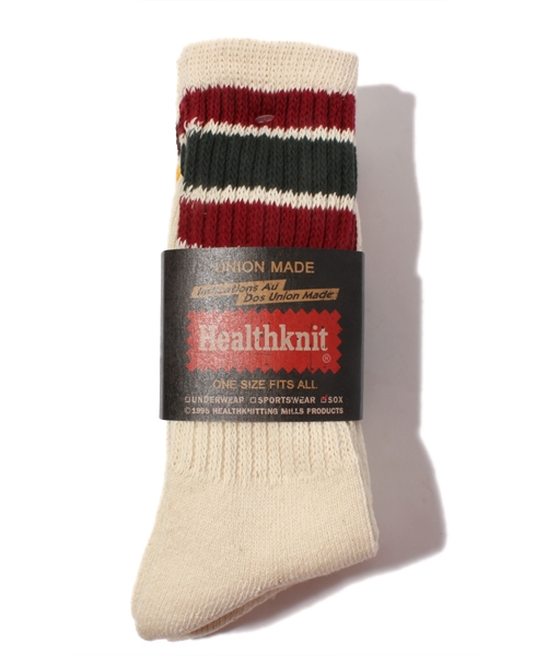 Healthknit(ヘルスニット)の「配色3本ラインクルーソックス(ソックス/靴下・メンズ・その他1・FREE)」の1枚目の写真