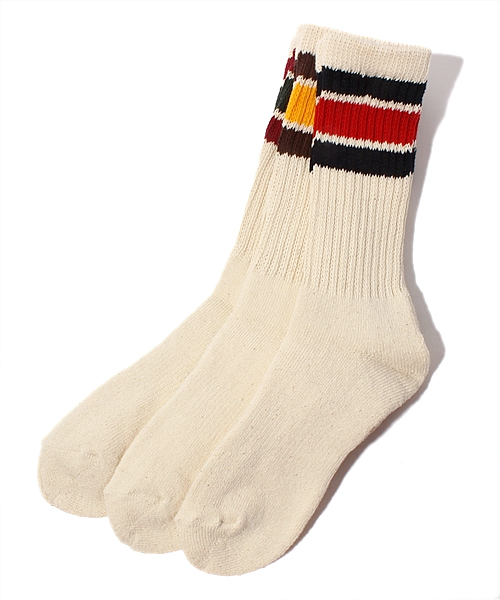 Healthknit(ヘルスニット)の「配色3本ラインクルーソックス(ソックス/靴下・メンズ・その他1・FREE)」の2枚目の写真