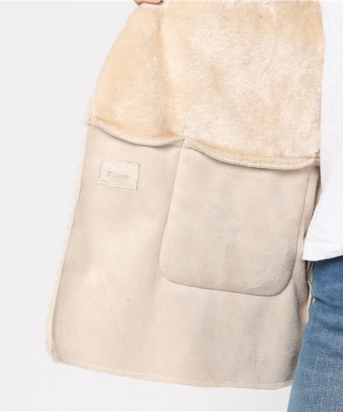 LBC（エルビーシー）の「フェイクスエードハーフボアジャケット                  （その他アウター・レディース・オフホワイト/ネイビー・LARGE/MEDIUM）」の9枚目の写真