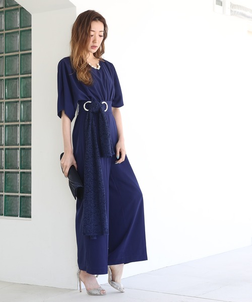 セール ドルマンスリーブトップス オールインワンドレス ベルト付き 2点セット パンツドレス Dress Lab ドレスラボ のファッション通販 Zozotown