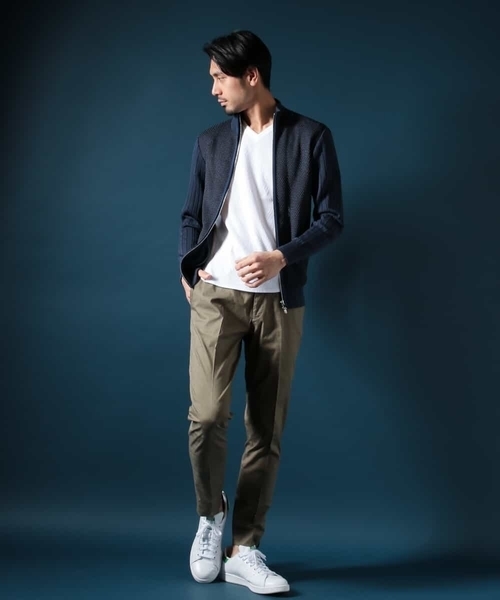 MICHEL KLEIN HOMME (ミッシェルクランオム)の「ニットブルゾン(AIR)(カーディガン/ボレロ・メンズ・ホワイト/ネイビー・MEDIUM/LARGE/X-LARGE)」の3枚目の写真