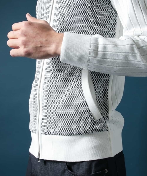 MICHEL KLEIN HOMME (ミッシェルクランオム)の「ニットブルゾン(AIR)(カーディガン/ボレロ・メンズ・ホワイト/ネイビー・MEDIUM/LARGE/X-LARGE)」の16枚目の写真