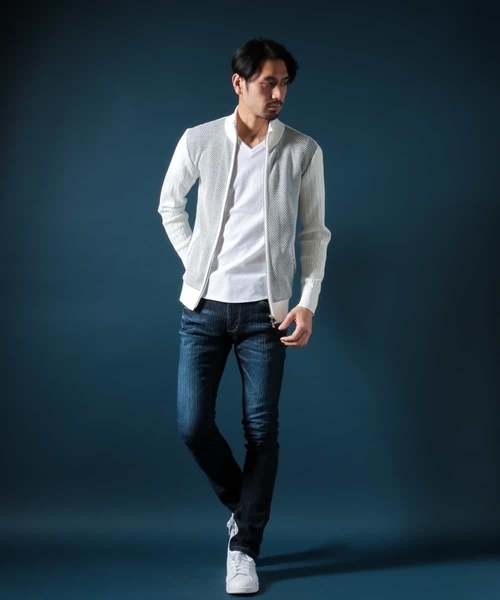 MICHEL KLEIN HOMME (ミッシェルクランオム)の「ニットブルゾン(AIR)(カーディガン/ボレロ・メンズ・ホワイト/ネイビー・MEDIUM/LARGE/X-LARGE)」の19枚目の写真