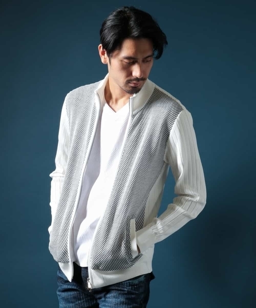 MICHEL KLEIN HOMME (ミッシェルクランオム)の「ニットブルゾン(AIR)(カーディガン/ボレロ・メンズ・ホワイト/ネイビー・MEDIUM/LARGE/X-LARGE)」の20枚目の写真