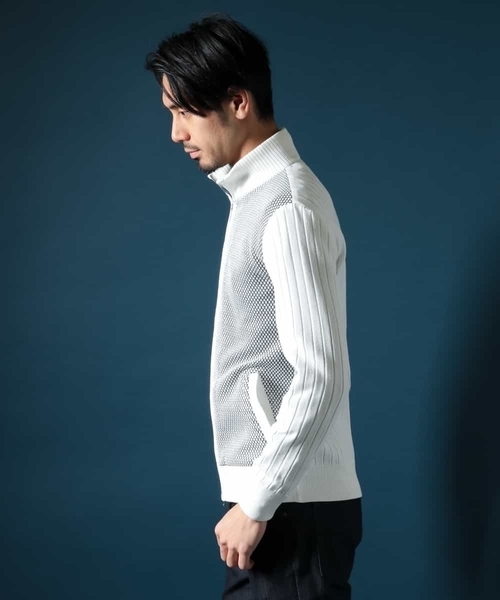 MICHEL KLEIN HOMME (ミッシェルクランオム)の「ニットブルゾン(AIR)(カーディガン/ボレロ・メンズ・ホワイト/ネイビー・MEDIUM/LARGE/X-LARGE)」の13枚目の写真
