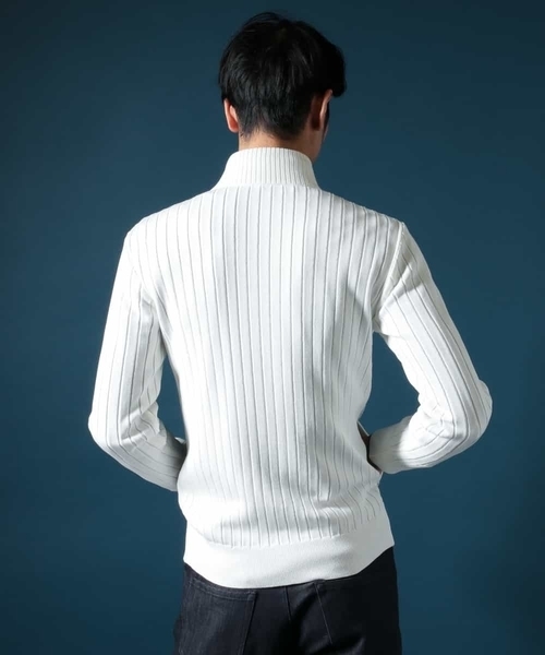 MICHEL KLEIN HOMME (ミッシェルクランオム)の「ニットブルゾン(AIR)(カーディガン/ボレロ・メンズ・ホワイト/ネイビー・MEDIUM/LARGE/X-LARGE)」の7枚目の写真