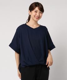【抗菌防臭】機能付インナー1体型!VネックTブラウス