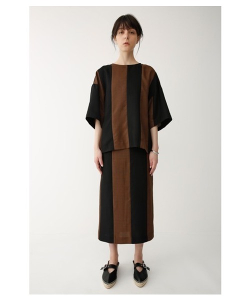 MOUSSY（マウジー）の「COMFORT STRIPE SKIRT（スカート・レディース・グリーン系その他/ブラック/ブラウン系その他・1/2）」の3枚目の写真