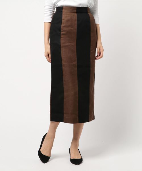 MOUSSY（マウジー）の「COMFORT STRIPE SKIRT（スカート・レディース・グリーン系その他/ブラック/ブラウン系その他・1/2）」の4枚目の写真