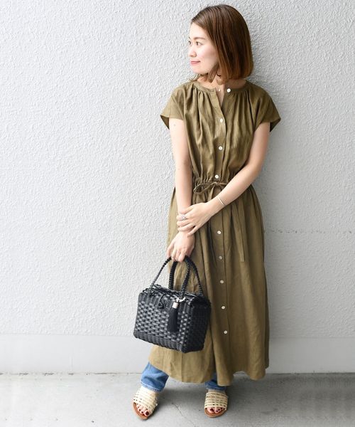 liflattie ships（リフラティ シップス）の「liflattie ships:リネンオープンワンピース◇（ワンピース・レディース・ネイビー/カーキ/パープル・SMALL/MEDIUM）」の4枚目の写真