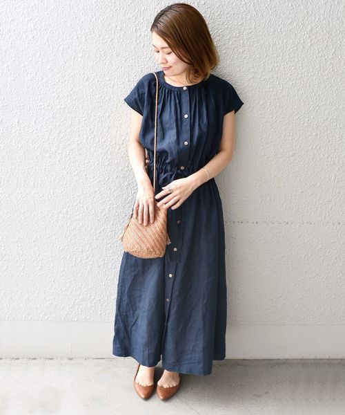 liflattie ships（リフラティ シップス）の「liflattie ships:リネンオープンワンピース◇（ワンピース・レディース・ネイビー/カーキ/パープル・SMALL/MEDIUM）」の5枚目の写真
