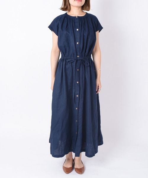 liflattie ships（リフラティ シップス）の「liflattie ships:リネンオープンワンピース◇（ワンピース・レディース・ネイビー/カーキ/パープル・SMALL/MEDIUM）」の6枚目の写真