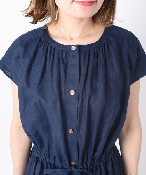 liflattie ships（リフラティ シップス）の「liflattie ships:リネンオープンワンピース◇（ワンピース・レディース・ネイビー/カーキ/パープル・SMALL/MEDIUM）」の9枚目の写真