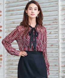 NARACAMICIE | オプティカルプリントリボン長袖ブラウス(シャツ/ブラウス)