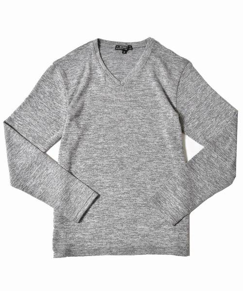 JOKER(ジョーカー)の「もちもちVネックニットソー メンズ トップス セーター ニット カットソー Tシャツ(ニット/セーター・メンズ・ライトグレー/ブラック/オフホワイト/ネイビー・LL/M/L)」の9枚目の写真