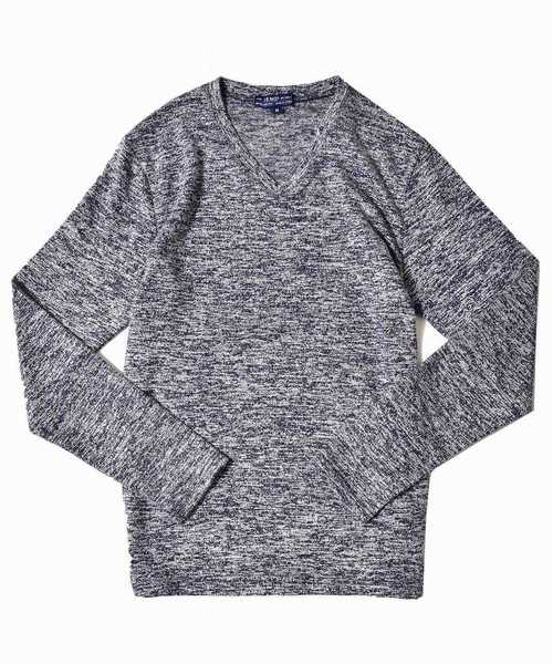 JOKER(ジョーカー)の「もちもちVネックニットソー メンズ トップス セーター ニット カットソー Tシャツ(ニット/セーター・メンズ・ライトグレー/ブラック/オフホワイト/ネイビー・LL/M/L)」の11枚目の写真
