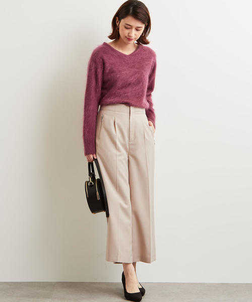 green label relaxing（グリーンレーベルリラクシング）の「CS カシミヤ ヘアリー Vネック ニット（ニット/セーター・レディース・ブラック/ベージュ/ピンク・FREE）」の18枚目の写真