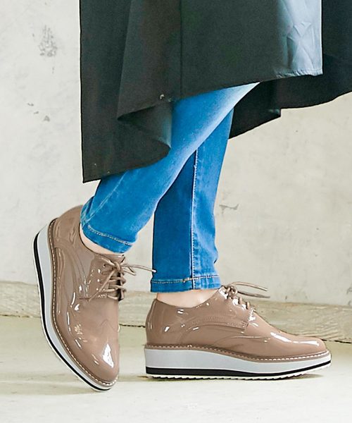 KOBE LETTUCE（コウベレタス）の「ライン入り厚底ソールオックスフォードシューズ（その他シューズ・レディース・ベージュ系その他/ブラック系その他/シルバー/ブラック/ホワイト・L/LL/M/S）」の5枚目の写真