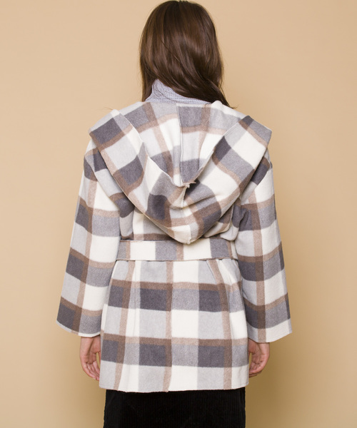 LUGG NAGG（ラグナグ）の「【Jewelobe/ ジュエローブ】チェック ガウンコート（その他アウター・レディース・グレー/ピンク・FREE）」の7枚目の写真