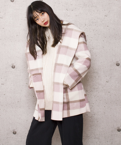 LUGG NAGG（ラグナグ）の「【Jewelobe/ ジュエローブ】チェック ガウンコート（その他アウター・レディース・グレー/ピンク・FREE）」の14枚目の写真
