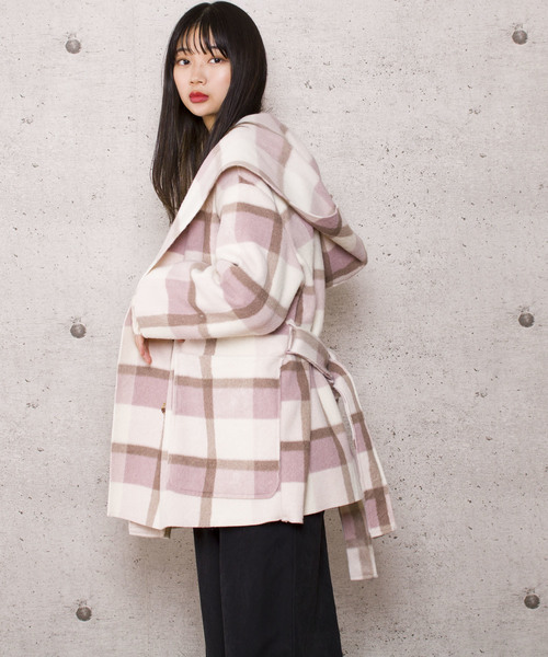 LUGG NAGG（ラグナグ）の「【Jewelobe/ ジュエローブ】チェック ガウンコート（その他アウター・レディース・グレー/ピンク・FREE）」の12枚目の写真
