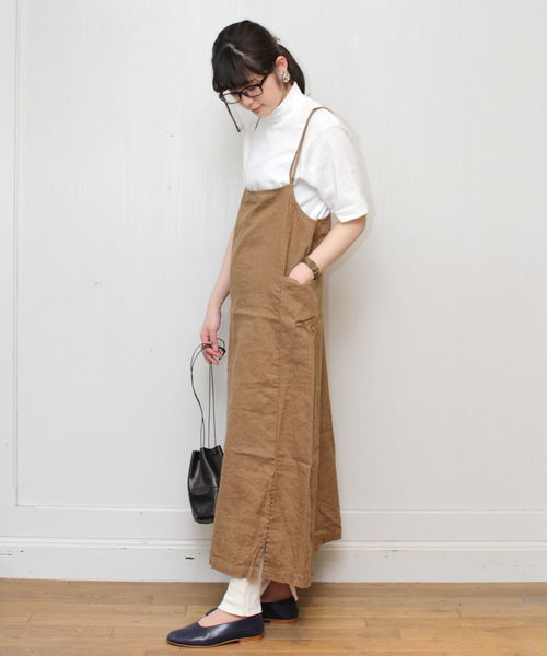 D.M.G.(ドミンゴ)の「D.M.G. / ディーエムジー リネンストレッチサロペットスカート 17-413(サロペット/オーバーオール・レディース・ブラック/ベージュ・FREE)」の9枚目の写真