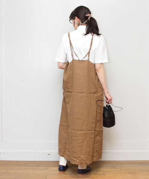 D.M.G.(ドミンゴ)の「D.M.G. / ディーエムジー リネンストレッチサロペットスカート 17-413(サロペット/オーバーオール・レディース・ブラック/ベージュ・FREE)」の10枚目の写真