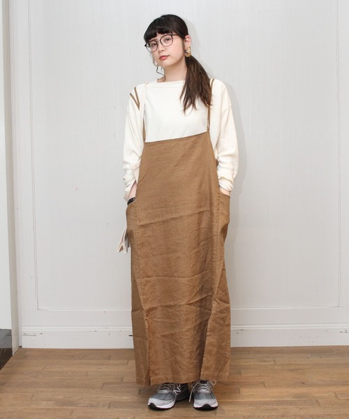 D.M.G.(ドミンゴ)の「D.M.G. / ディーエムジー リネンストレッチサロペットスカート 17-413(サロペット/オーバーオール・レディース・ブラック/ベージュ・FREE)」の18枚目の写真