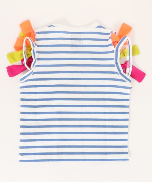 RUGGEDWORKS（ラゲッドワークス）の「キッズ 天竺ボーダー柄 リボンノースリーブTシャツ（Tシャツ/カットソー・キッズ・イエロー/ブルー系その他4・110cm/140cm/130cm/100cm/120cm/90cm）」の3枚目の写真