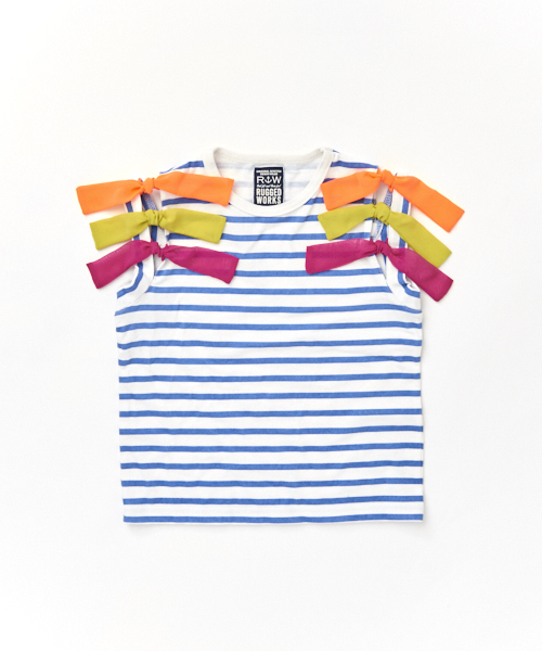 RUGGEDWORKS（ラゲッドワークス）の「キッズ 天竺ボーダー柄 リボンノースリーブTシャツ（Tシャツ/カットソー・キッズ・イエロー/ブルー系その他4・110cm/140cm/130cm/100cm/120cm/90cm）」の4枚目の写真