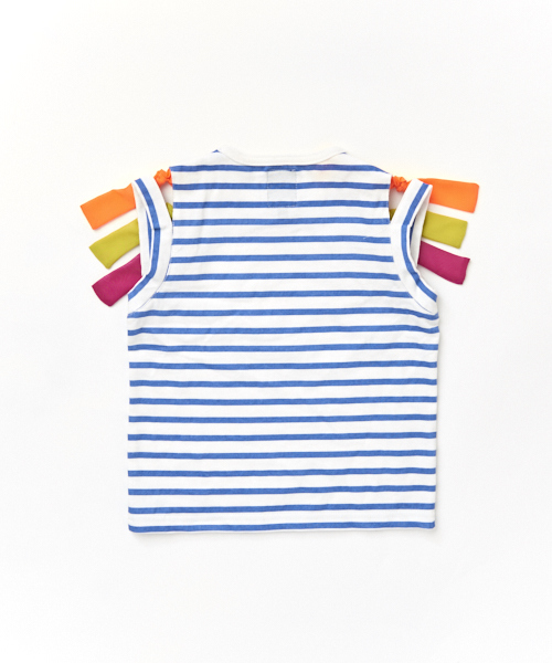 RUGGEDWORKS（ラゲッドワークス）の「キッズ 天竺ボーダー柄 リボンノースリーブTシャツ（Tシャツ/カットソー・キッズ・イエロー/ブルー系その他4・110cm/140cm/130cm/100cm/120cm/90cm）」の5枚目の写真
