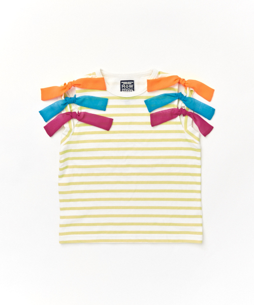 RUGGEDWORKS（ラゲッドワークス）の「キッズ 天竺ボーダー柄 リボンノースリーブTシャツ（Tシャツ/カットソー・キッズ・イエロー/ブルー系その他4・110cm/140cm/130cm/100cm/120cm/90cm）」の6枚目の写真