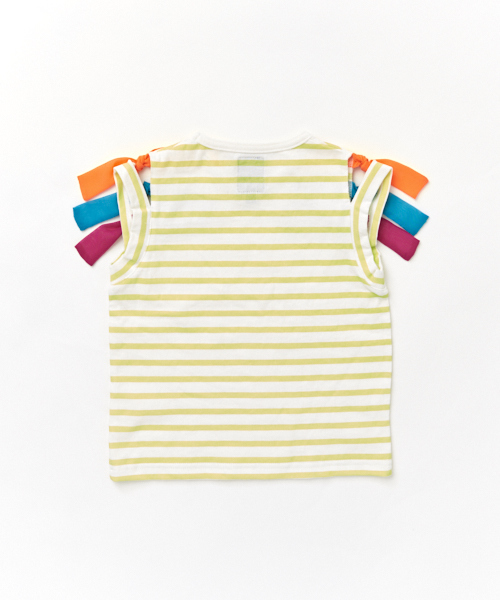 RUGGEDWORKS（ラゲッドワークス）の「キッズ 天竺ボーダー柄 リボンノースリーブTシャツ（Tシャツ/カットソー・キッズ・イエロー/ブルー系その他4・110cm/140cm/130cm/100cm/120cm/90cm）」の7枚目の写真