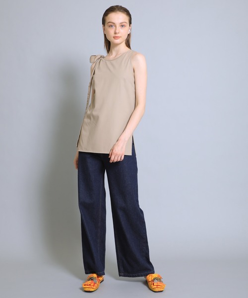 M/M ATTACHMENT（エムエムアタッチメント）の「【M/M ATTACHMENT(エムエムアタッチメント)】80/2強撚ラチネ タンクトップ LS91-610（シャツ/ブラウス・レディース・ベージュ/ホワイト・2）」の4枚目の写真