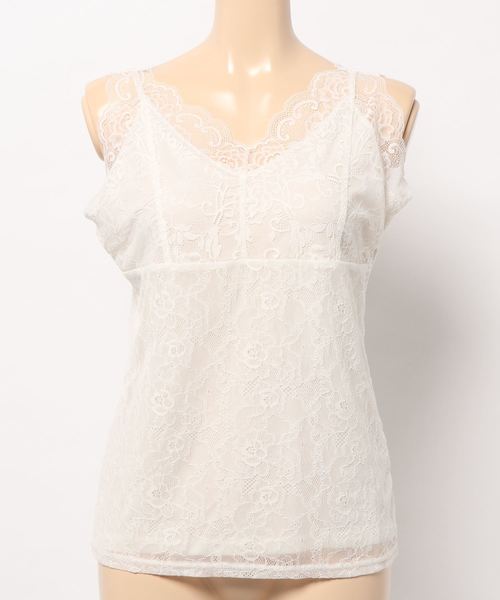 E hyphen world gallery(イーハイフンワールドギャラリー)の「Vネックレースタンク(その他アンダーウェア/インナー・レディース・ブラック/ベージュ/ブラウン/オフホワイト・FREE)」の2枚目の写真