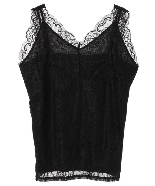 E hyphen world gallery(イーハイフンワールドギャラリー)の「Vネックレースタンク(その他アンダーウェア/インナー・レディース・ブラック/ベージュ/ブラウン/オフホワイト・FREE)」の6枚目の写真