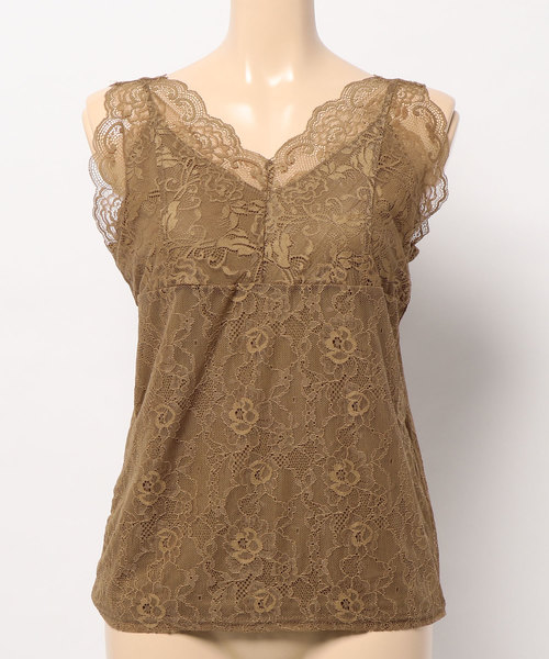 E hyphen world gallery(イーハイフンワールドギャラリー)の「Vネックレースタンク(その他アンダーウェア/インナー・レディース・ブラック/ベージュ/ブラウン/オフホワイト・FREE)」の14枚目の写真