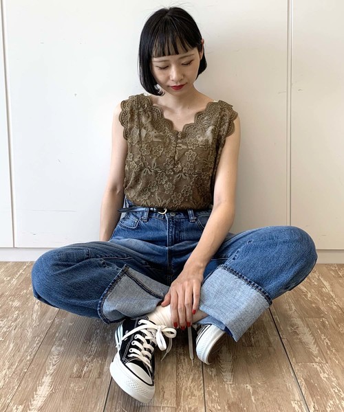 E hyphen world gallery(イーハイフンワールドギャラリー)の「Vネックレースタンク(その他アンダーウェア/インナー・レディース・ブラック/ベージュ/ブラウン/オフホワイト・FREE)」の17枚目の写真