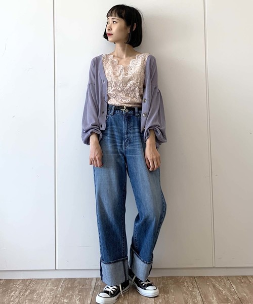 E hyphen world gallery(イーハイフンワールドギャラリー)の「Vネックレースタンク(その他アンダーウェア/インナー・レディース・ブラック/ベージュ/ブラウン/オフホワイト・FREE)」の16枚目の写真