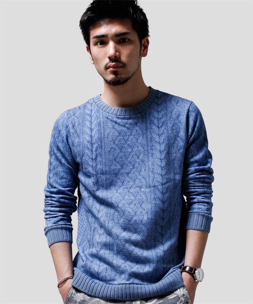 NANO universe(ナノユニバース)の「KNIT PRINT SWEAT(スウェット・メンズ・アイボリー/グレー/ブルー/ネイビー・LARGE/SMALL/MEDIUM)」の4枚目の写真