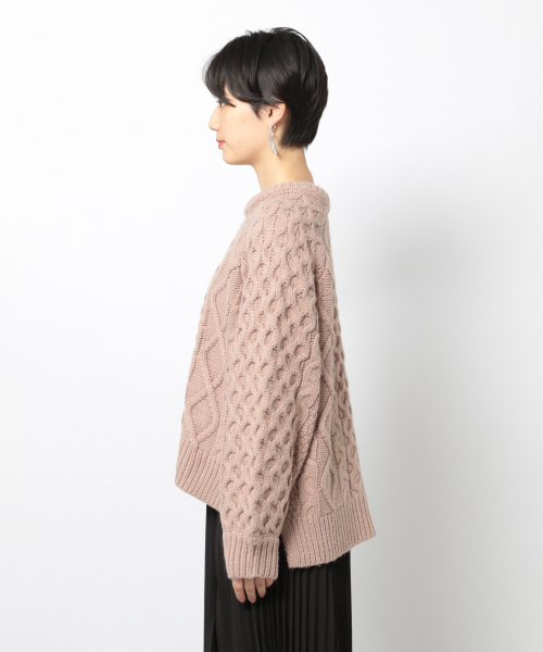 PAGEBOY（ページボーイ）の「ケーブルクルーネックプルオーバー（ニット/セーター・レディース・パープル/オフホワイト/ライトブラウン・FREE）」の18枚目の写真